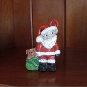 Handmade Painted Clay Santa Claus Mouse Christmas Ornament